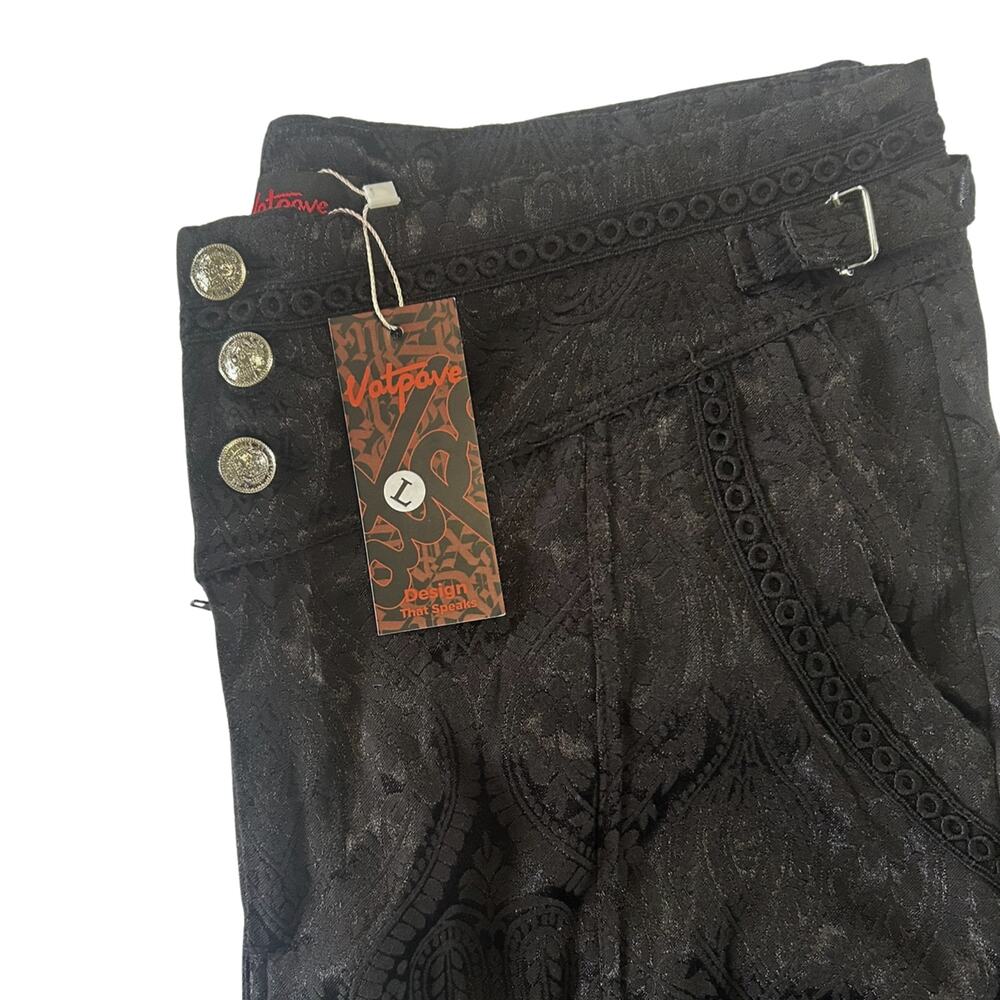 VATPAVE Men's L Gothic Steampunk Brocade Pants Black Paisley Victorian NWT